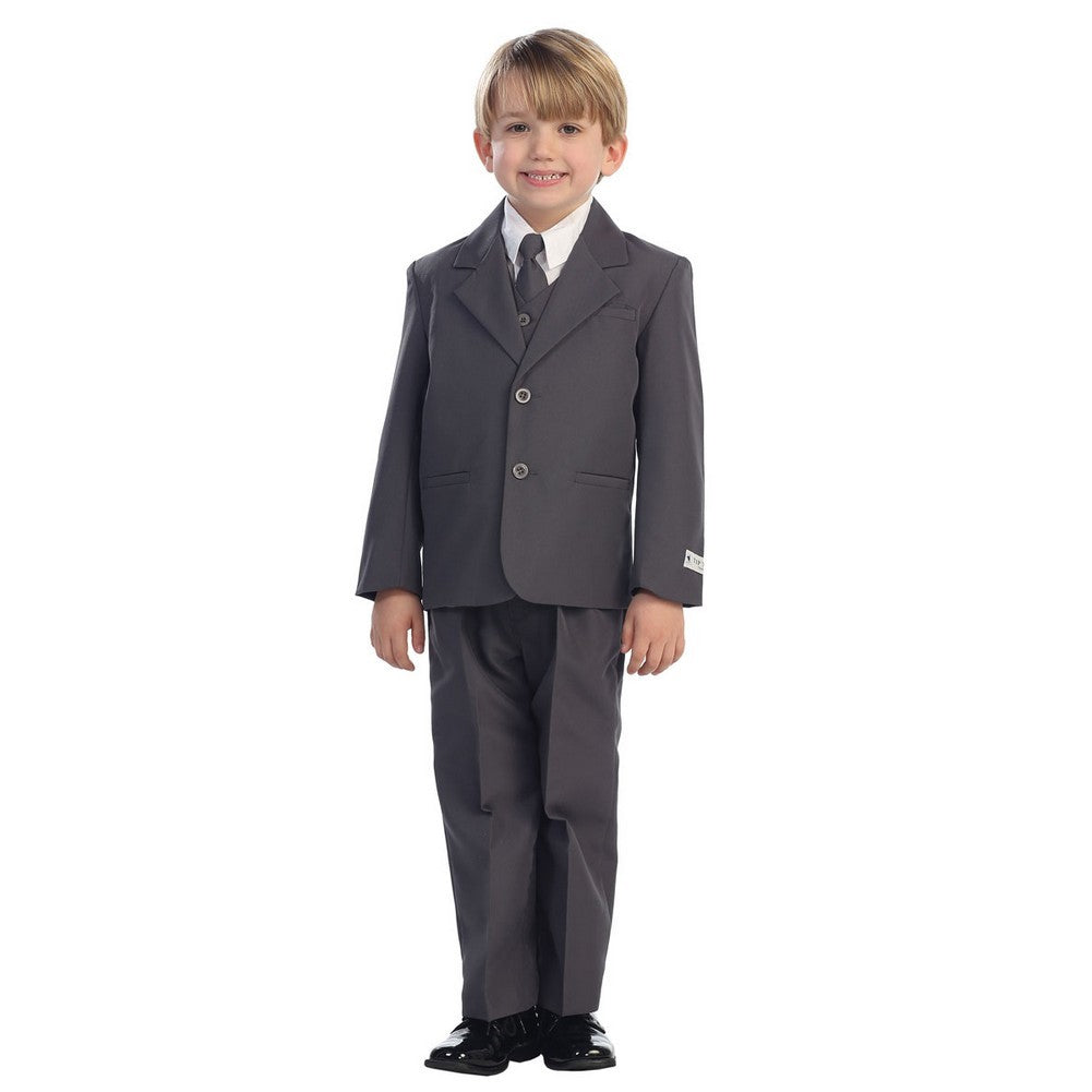 Baby Jungen Anthrazit Single Breasted Jacke Weste Hemd Krawatte Hosen 5 Stück Anzug 6-24M
