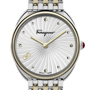 Ferragamo 34 mm silberne Quarzarmbanduhr für Damen