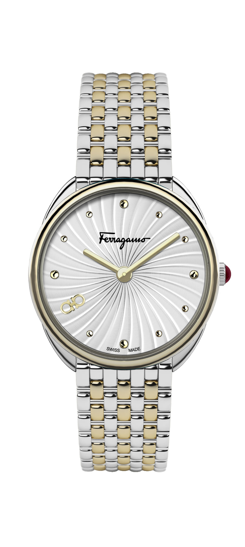 Ferragamo 34 mm silberne Quarzarmbanduhr für Damen