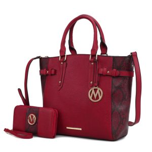 Joelle Imitat-Snake Embossed Damentasche mit passendem Portemonnaie von Mia K