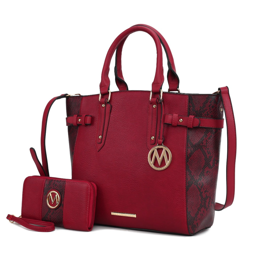Joelle Imitat-Snake Embossed Damentasche mit passendem Portemonnaie von Mia K