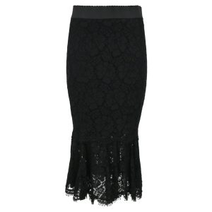 Dolce & Gabbana Midirock aus Spitze in schwarzer Baumwolle