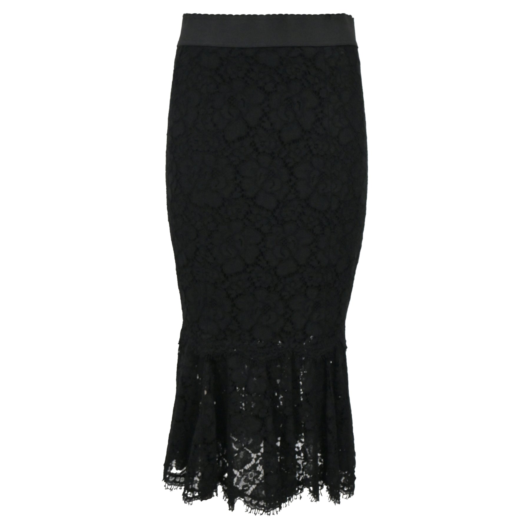 Dolce & Gabbana Midirock aus Spitze in schwarzer Baumwolle