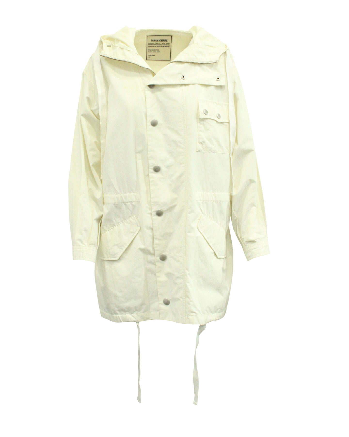 Zadig & Voltaire Windjacke mit Kapuze aus weißer Baumwolle