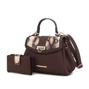 Geny faux-snake geprägte Damen Schultertasche mit passendem Portemonnaie von mia k.