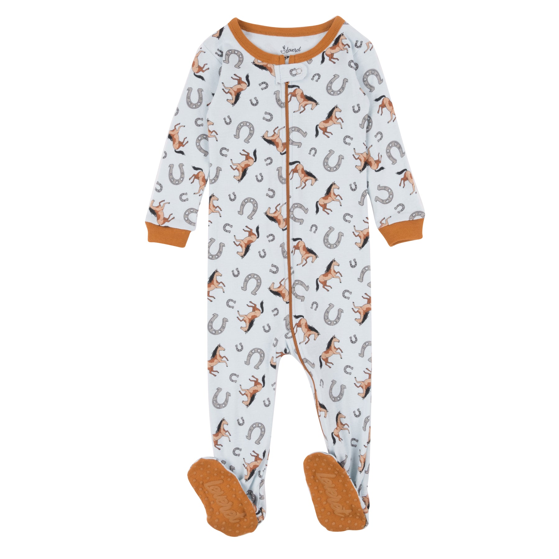 Kinder Fuß Baumwolle Pyjamas Blau Horse