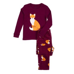 Kinder Baumwolle Top und Fleece Hose Pyjamas Fuchs
