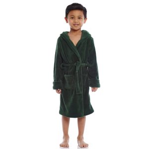 Kinder Fleece Kapuze Robe klassische feste Farbe 7195384905788