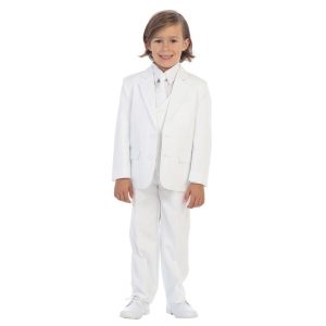 Baby Jungen Weiße Juwelen & Herren Jacke Weste Hemd Krawatte Hosen 5 Stück Anzug 6-24M