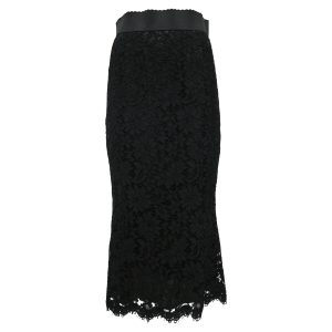 Dolce & Gabbana Midirock mit Blumen-Spitze aus schwarzer Baumwolle