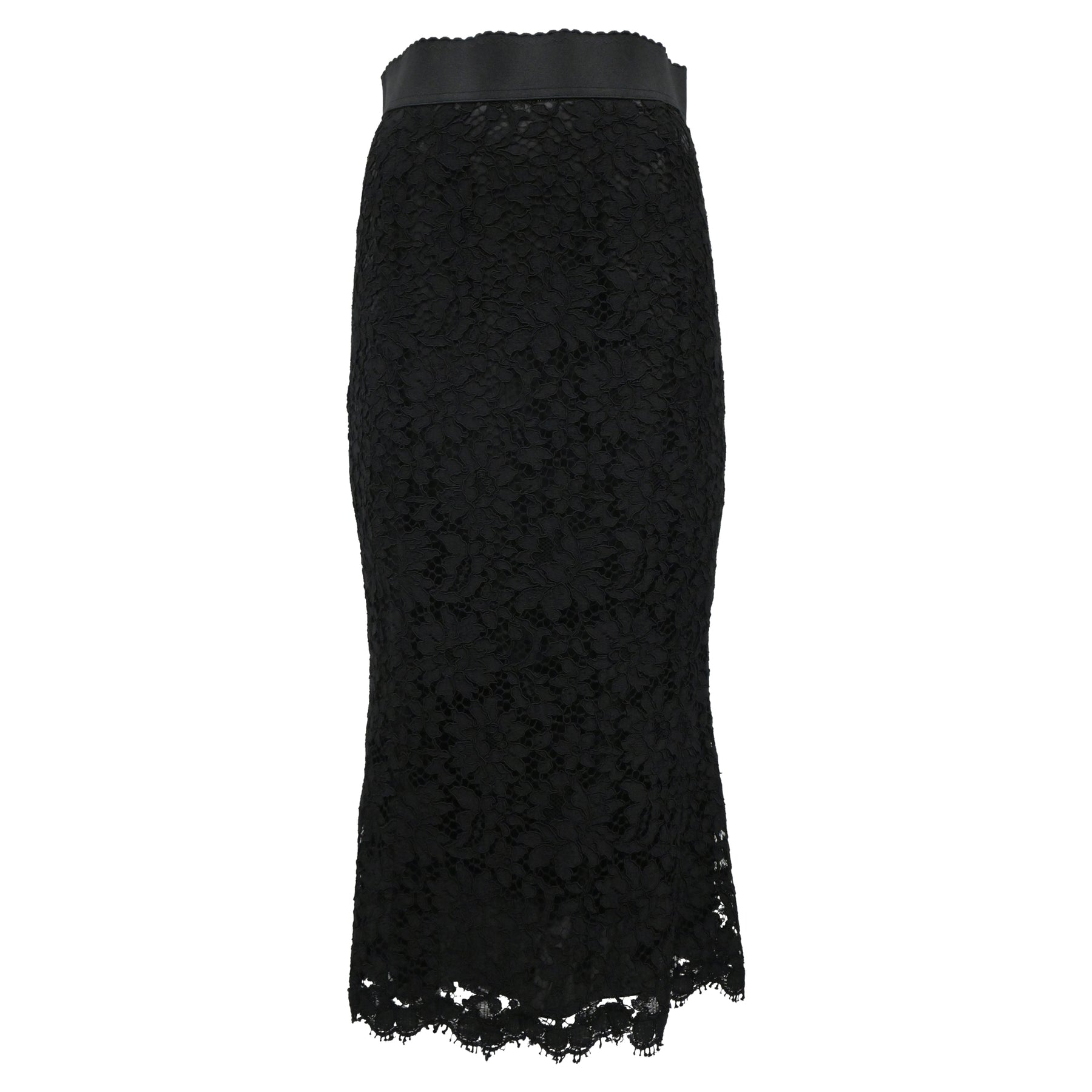 Dolce & Gabbana Midirock mit Blumen-Spitze aus schwarzer Baumwolle