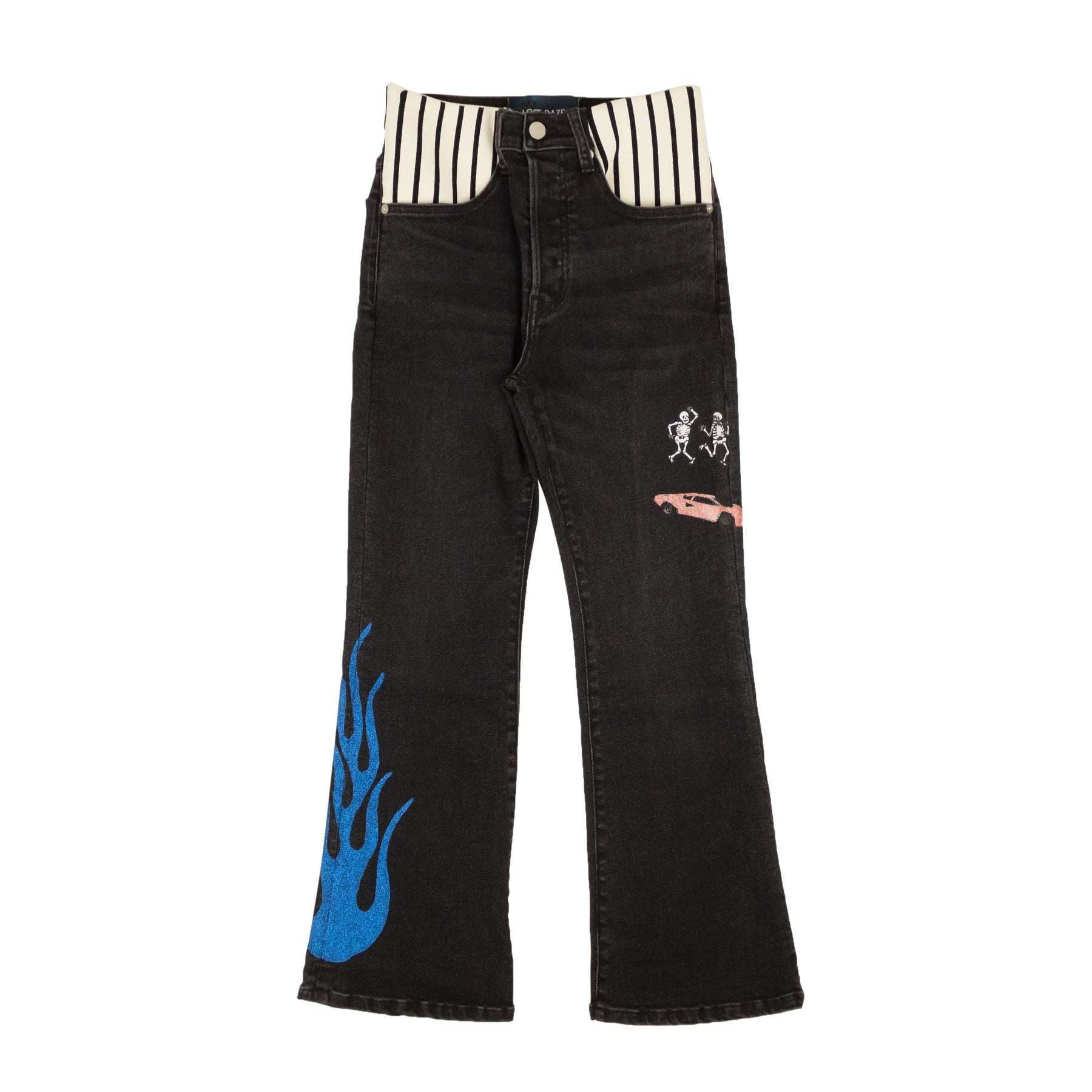 Lost Daze Stripe Spandex-Taillenjeans – Schwarz