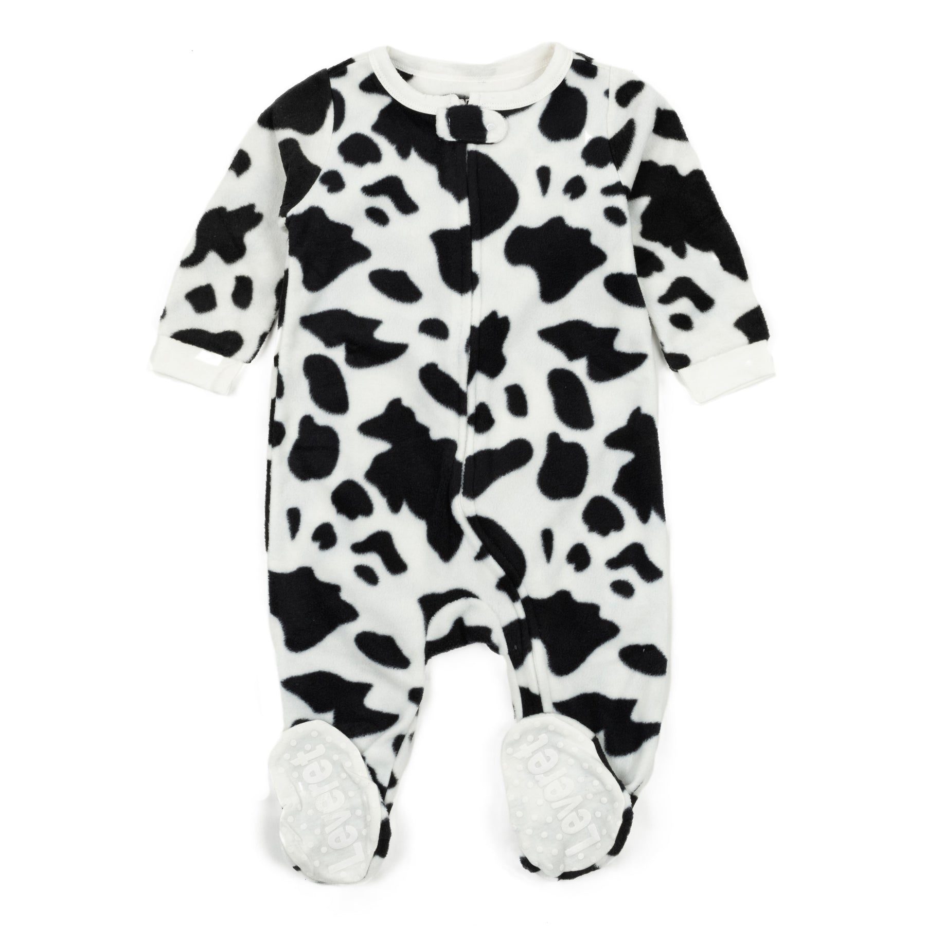 Kinderfüße Fleece Pyjamas Kuh Schwarz