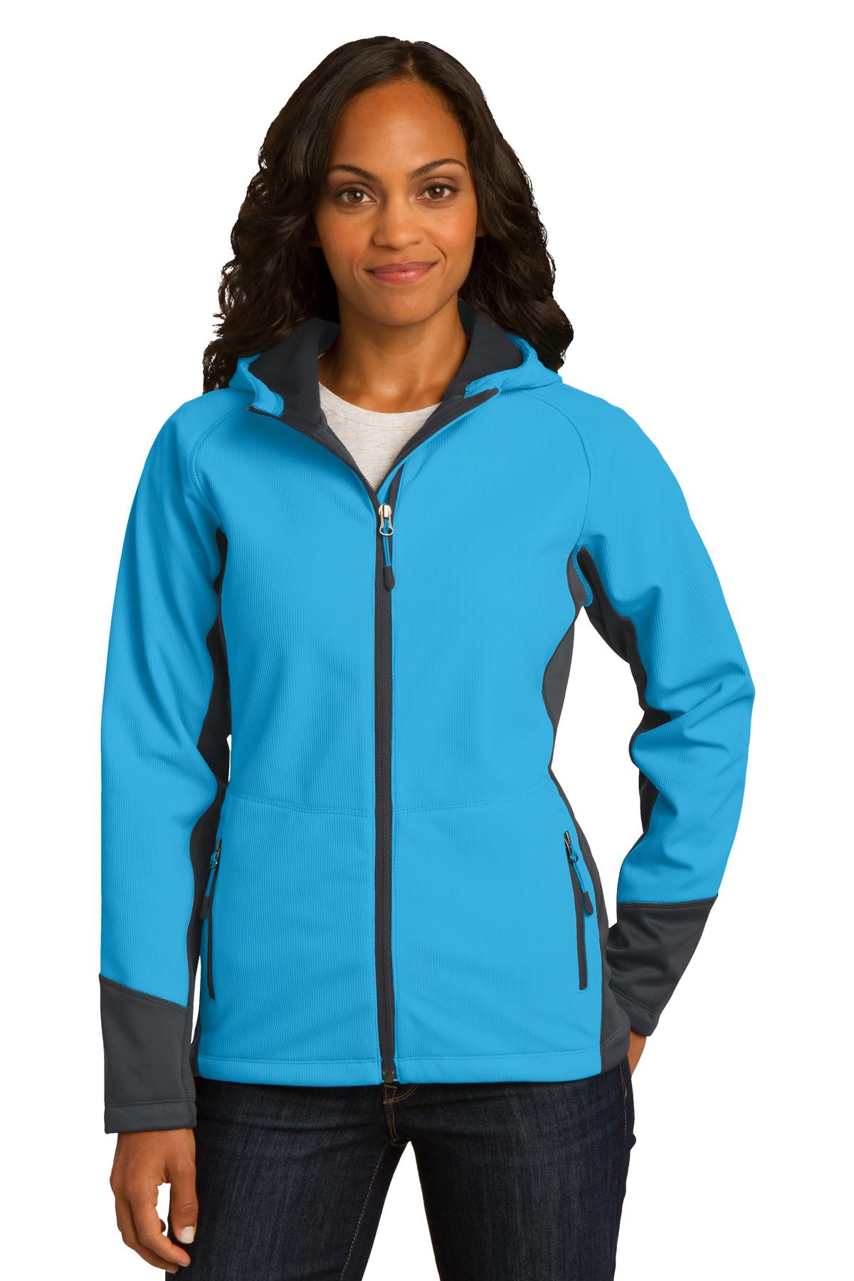 Port Authority Softshelljacke mit vertikaler Kapuze für Damen. L319