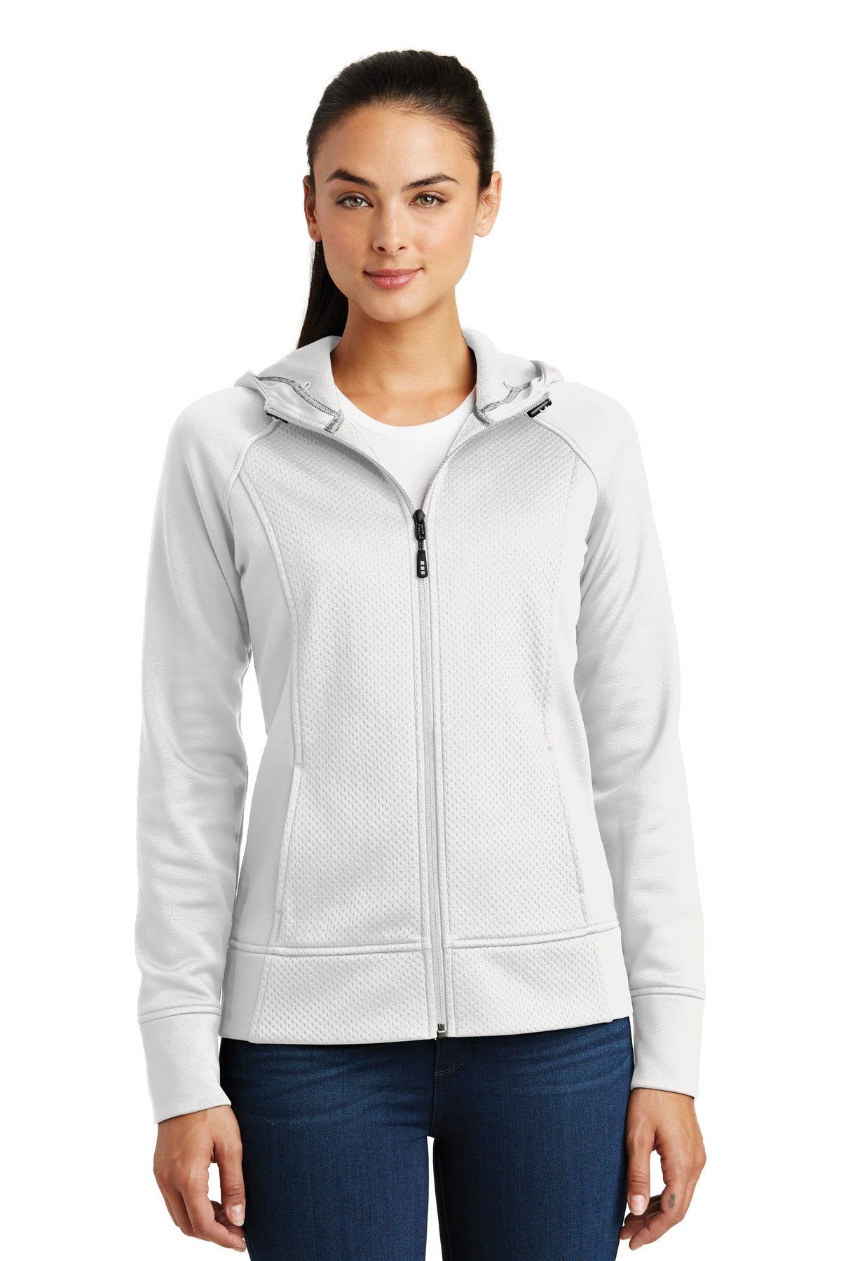 Sport-Tek Damen Rival Tech Fleece Kapuzenjacke mit durchgehendem Reißverschluss. LST295