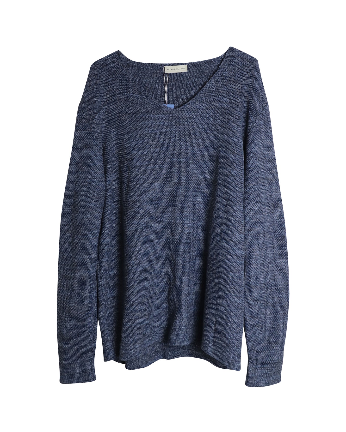 Etro Strickpullover mit V-Ausschnitt aus Baumwolle in Blau