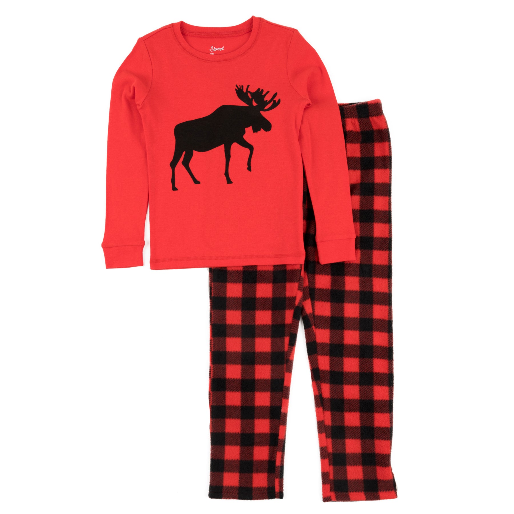 Weihnachten Kinder Baumwolle Top und Fleece Hose Pyjamas Elch