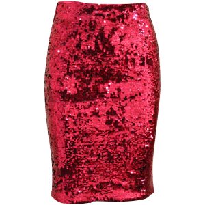 Alice & Olivia Ramos Pailletten Bleistiftrock in Fuchsia Rosa Polyester