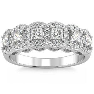 1ct Prinzessin geschnitten Diamant Ehering stapelbar Band 14k Gold Lab gewachsen