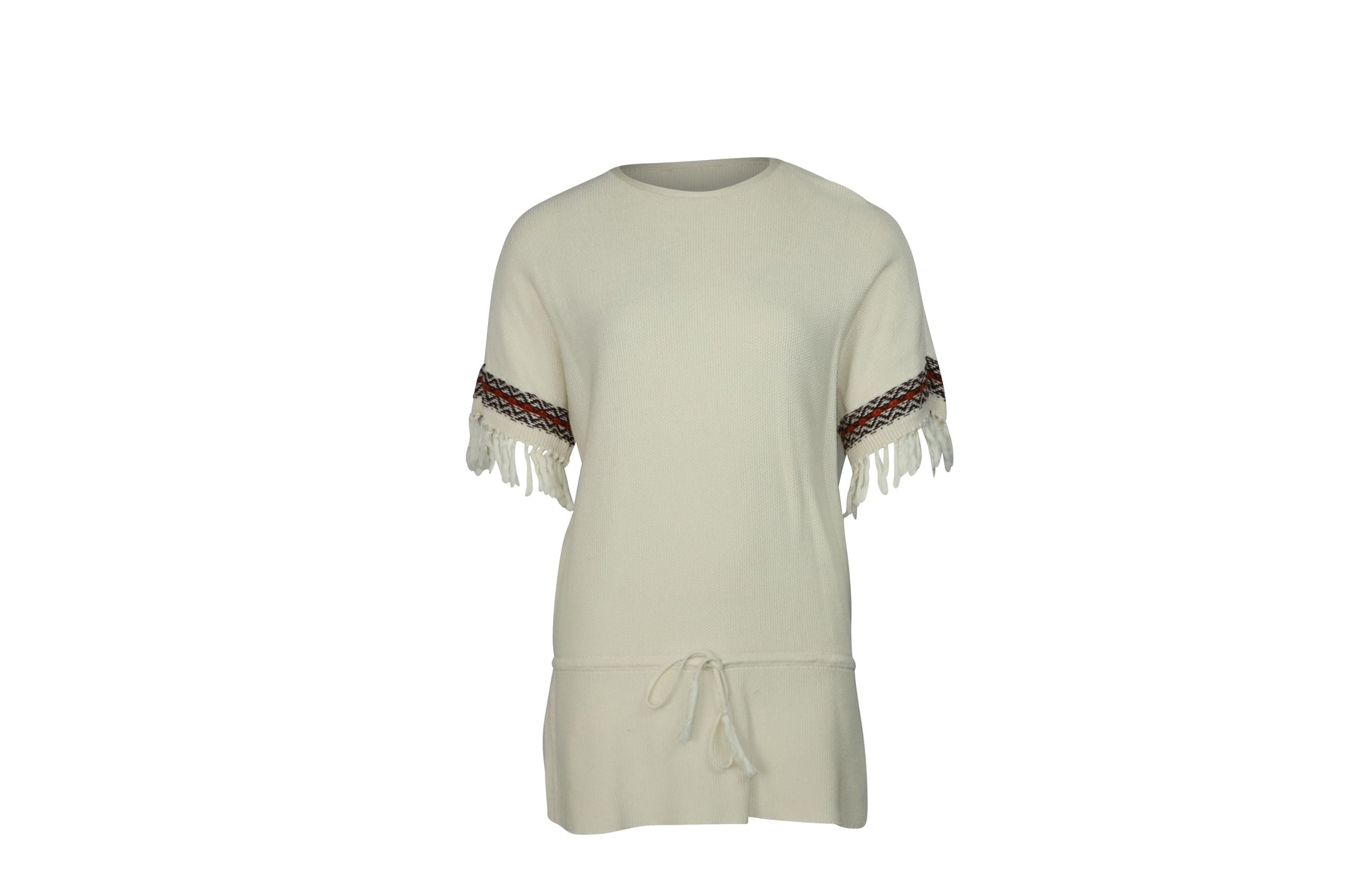 Tory Burch Fringe Cuffs Tunika Pullover aus Baumwolle in Creme