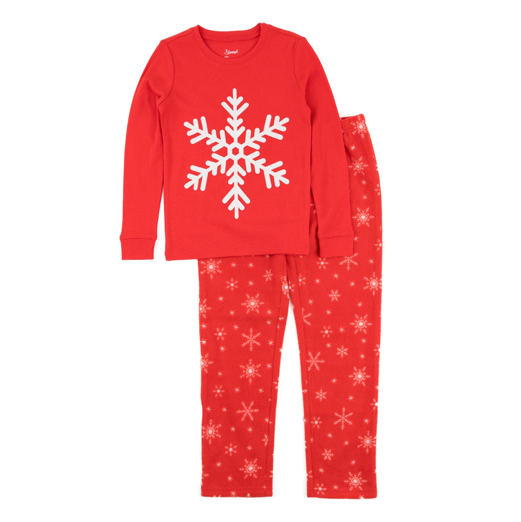 Weihnachten Kinder Baumwolle Top und Fleece Hose Pyjamas Schneeflocke
