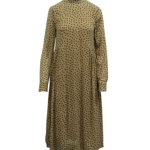 Ganni Polka Dot Georgette Midikleid aus brauner Viskose 7765103181884