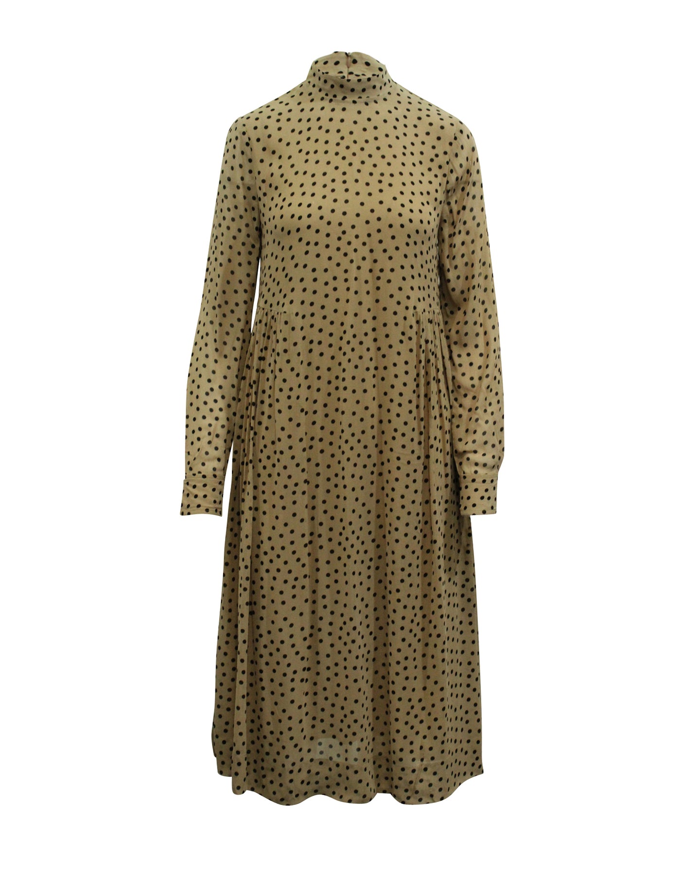 Ganni Polka Dot Georgette Midikleid aus brauner Viskose