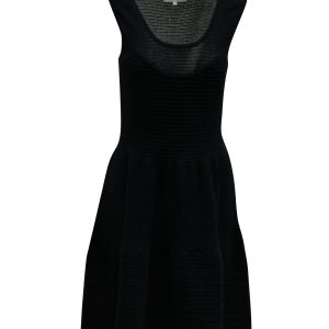 Sandro Paris ärmelloses Strick-Skater-Kleid aus Marineblau Baumwolle 7765101936700