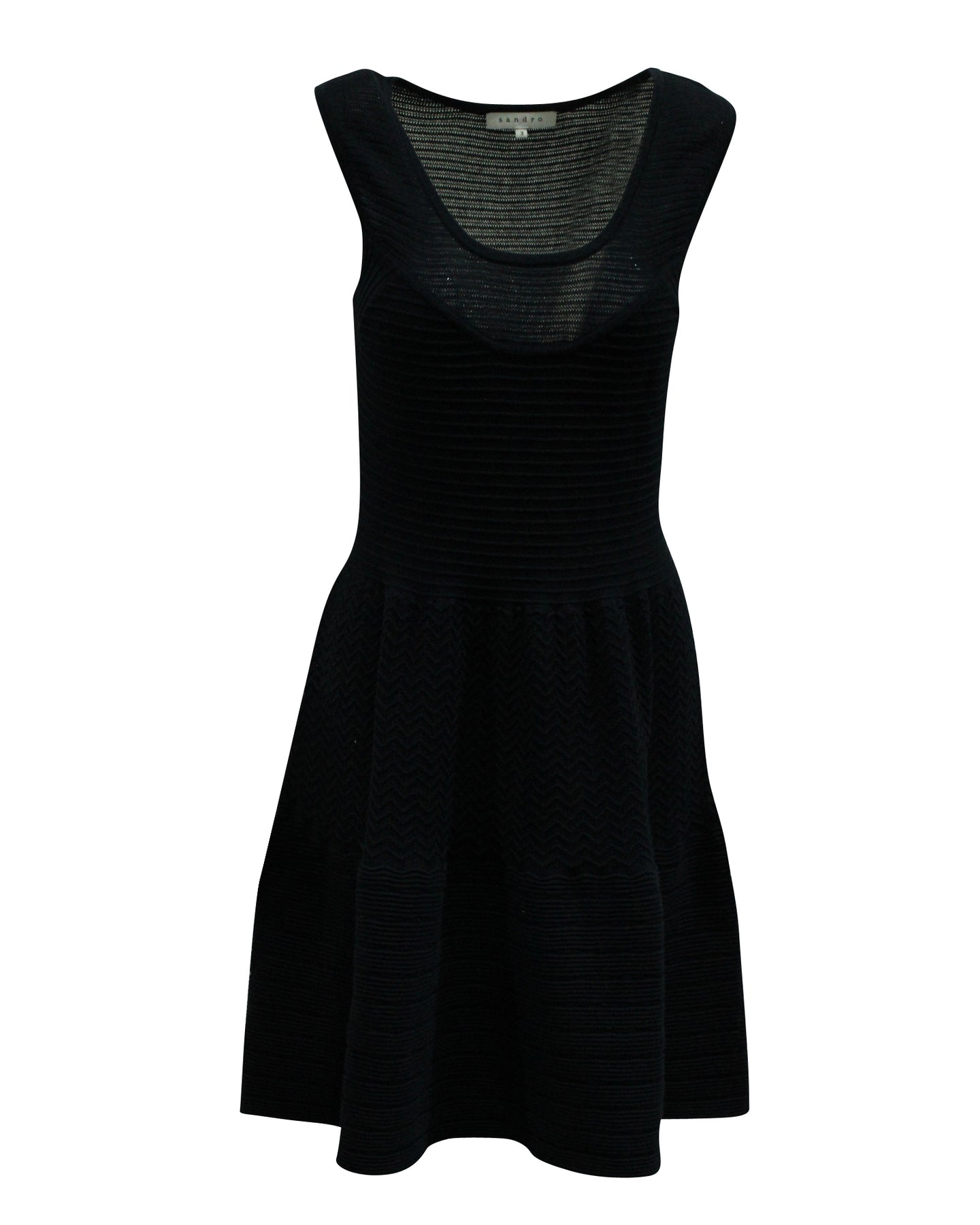 Sandro Paris Ärmelloses Strick Skater Kleid aus marineblauer Baumwolle