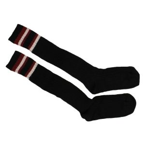 Palm Angels Kniestrümpfe mit gerippten Streifen – Schwarz/Bordeaux