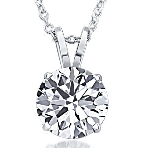Zertifizierte 3Ct Runde geschliffene Diamant Anhänger 14k Weißgold Lab gewachsen Halskette