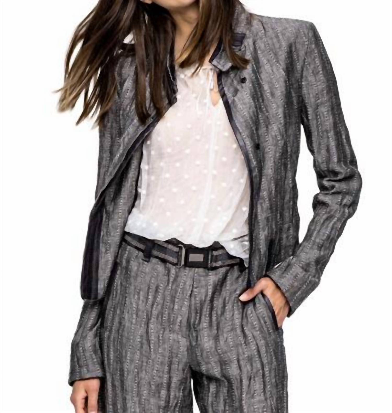Jacke aus Leinen in Grau