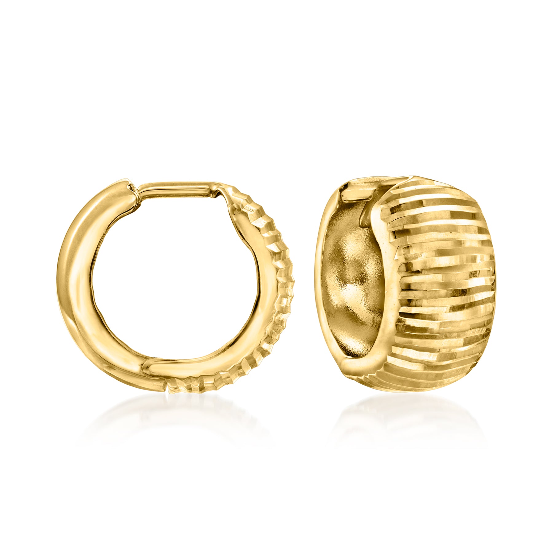 Kanarische 10kt Gelbgold texturierte Huggie Creole Ohrringe