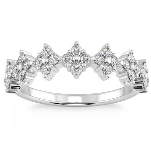 1/2 ct TW Runde Diamant Ehering 14k Gold stapelbar Band Lab gewachsen