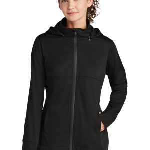 Sport-Tek Damen-Softshelljacke mit Kapuze. LST980