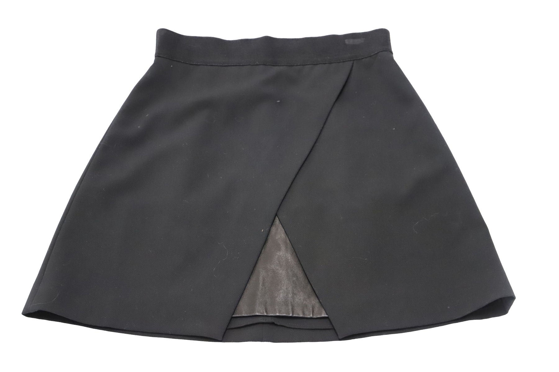 Alice + Olivia Ericka Overlap Minirock aus schwarzem Polyester
