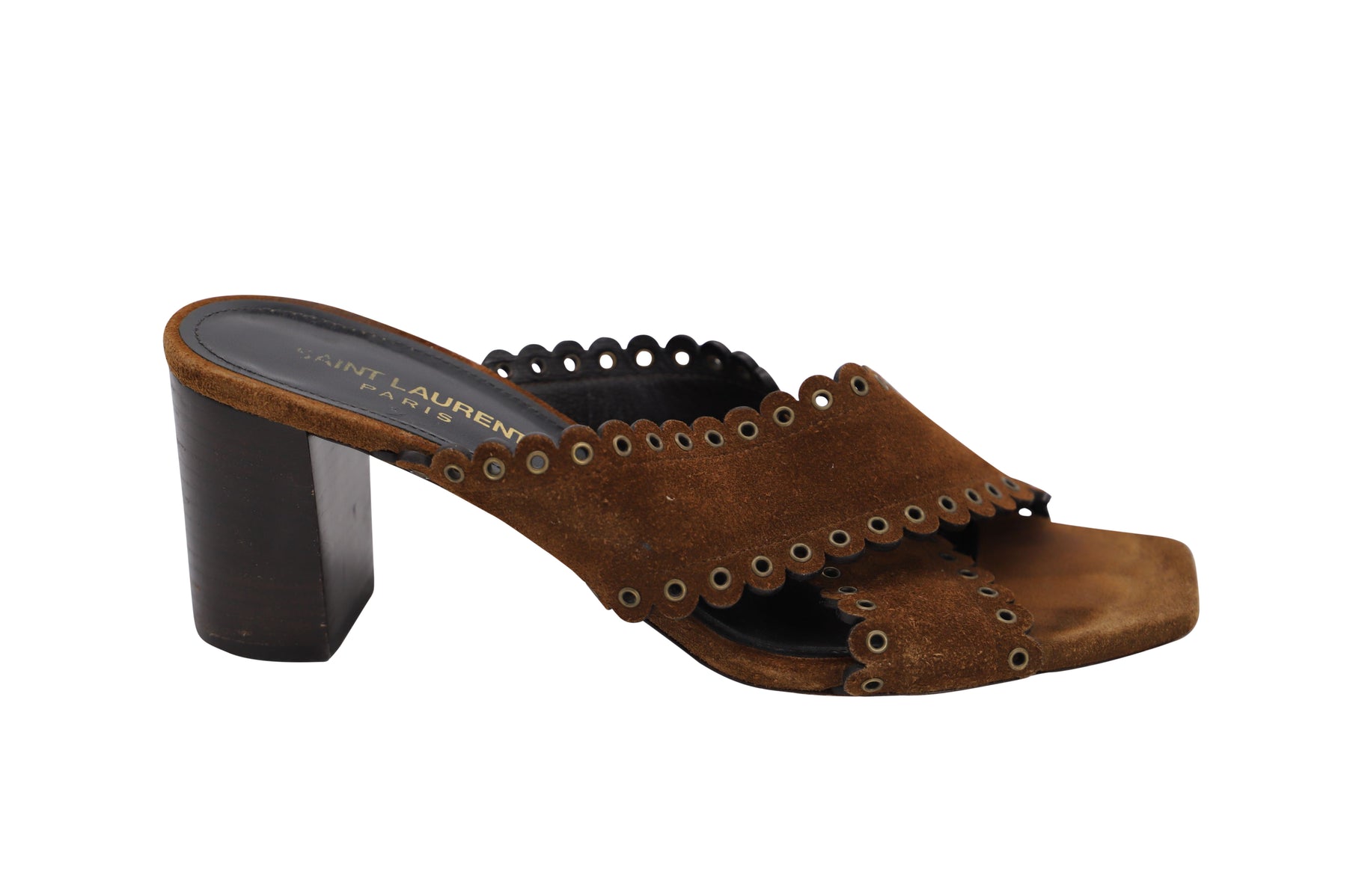 Saint Laurent Loulou Sandalen aus Wildleder in Braun