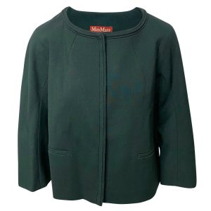 Max Mara Jacke mit zwei Fronttaschen in grüner Wolle 7766488154172