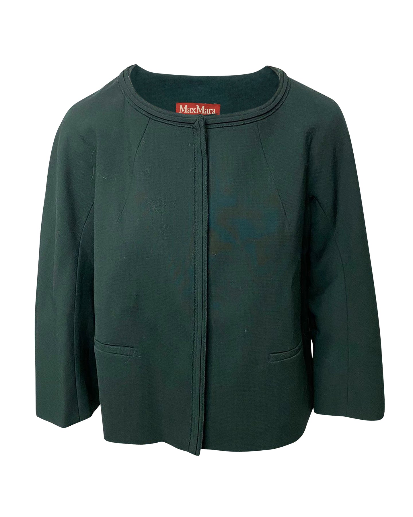 Max Mara Jacke mit zwei Fronttaschen aus grüner Wolle
