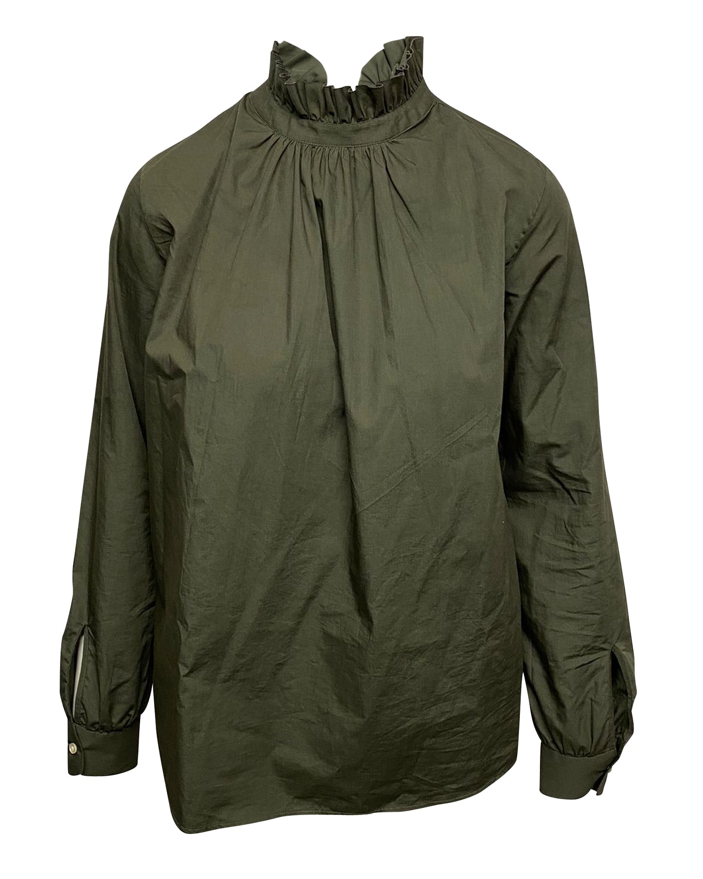 Officine Generale Bluse aus olivfarbener Baumwolle