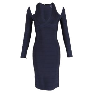 Herve Leger Nina kalte Schulter Kleid in Marine blau Rayon