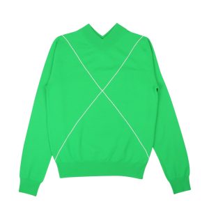 Neu mit Etikett: BOTTEGA VENETA Pullover mit V-Ausschnitt und Kontrastnähten in Grasgrün