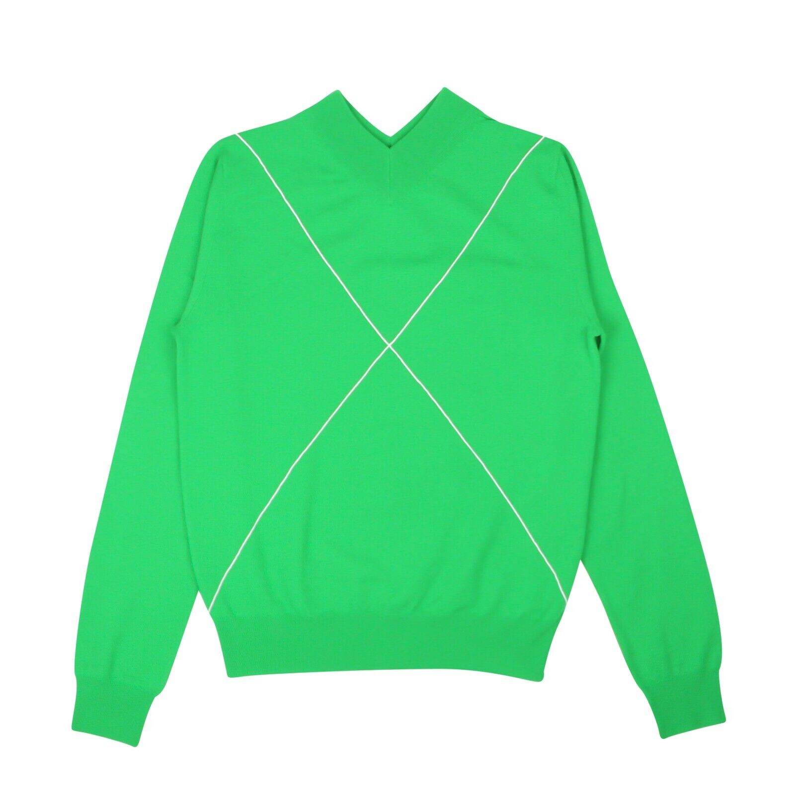 Neu mit Etikett: BOTTEGA VENETA Pullover mit V-Ausschnitt und Kontrastnähten in Grasgrün