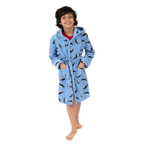 Weihnachten Kinder Fleece mit Kapuze Bademantel Pinguin