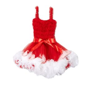 Mädchen weiß rot Federband Detail Akzent Blumenmädchen Kleid 12M-7