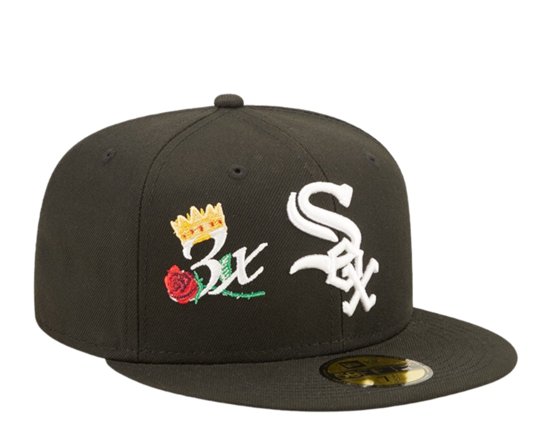 New Era 59Fifty MLB Chicago Weiß Sox Crown 3X Champs Schwarz Einbauhut 60243491