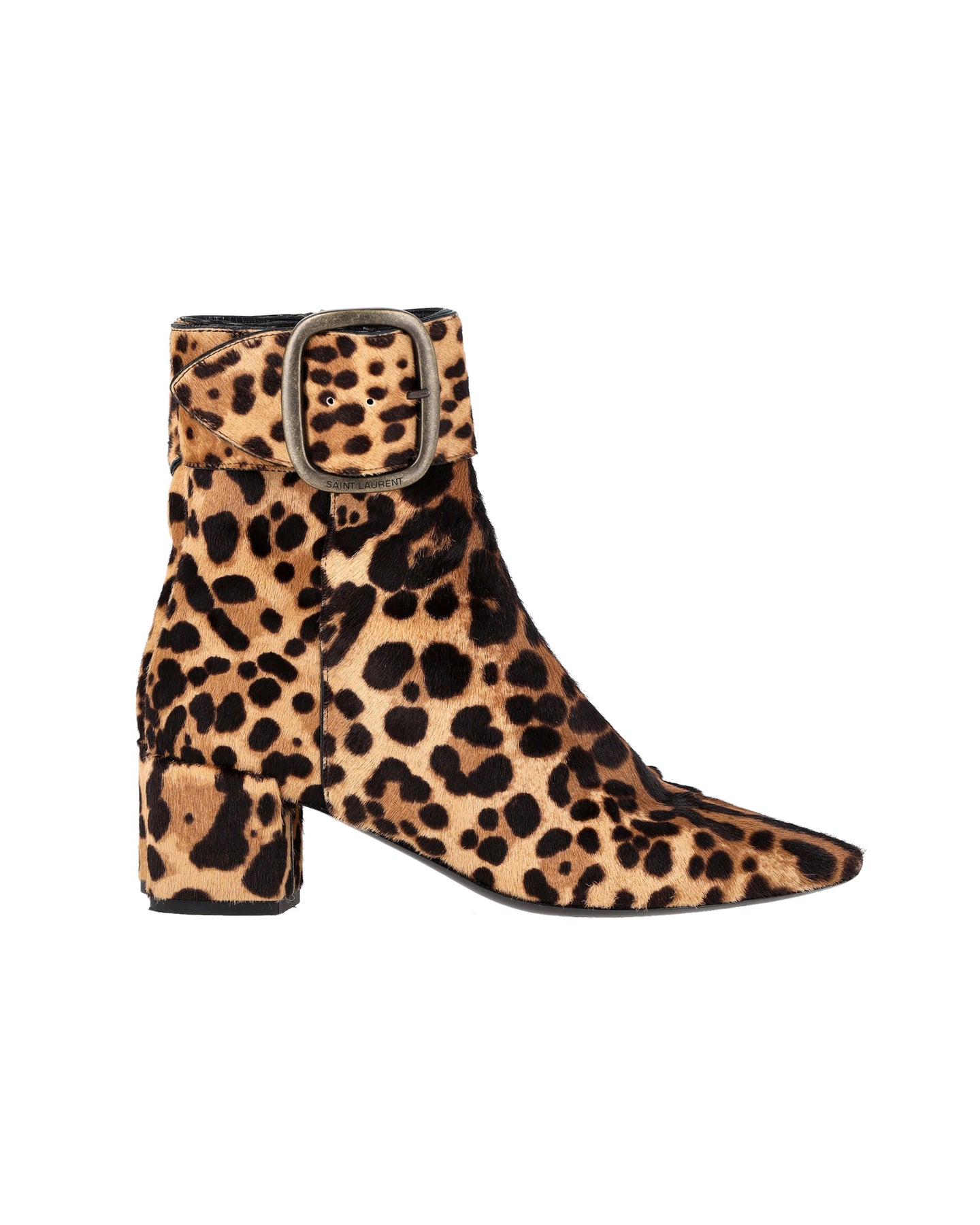 Saint Laurent Geknöpfte Stiefeletten in Tiermuster Ponyhair