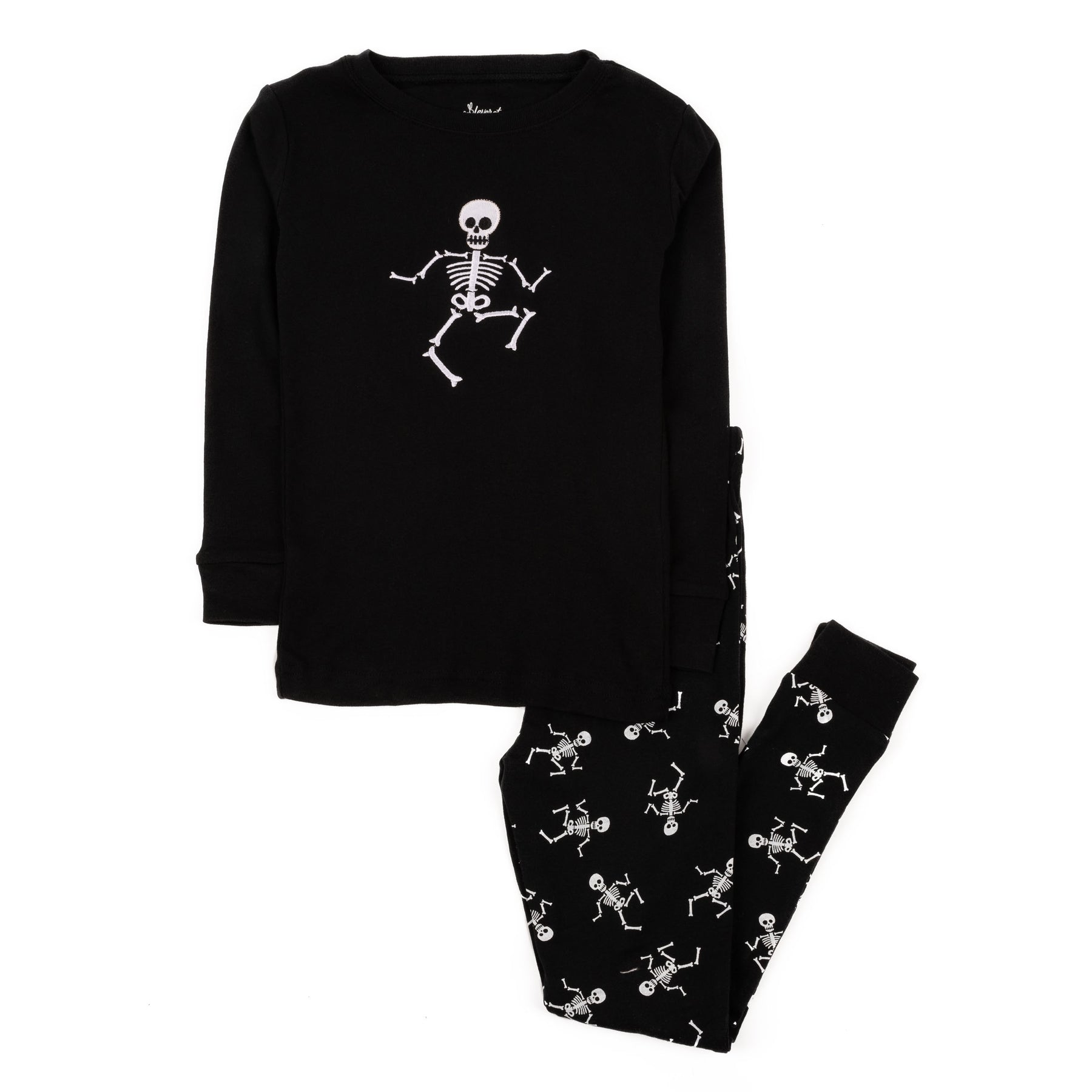 Kinder Zweiteilige Baumwolle Pyjamas Skeleton Schwarz