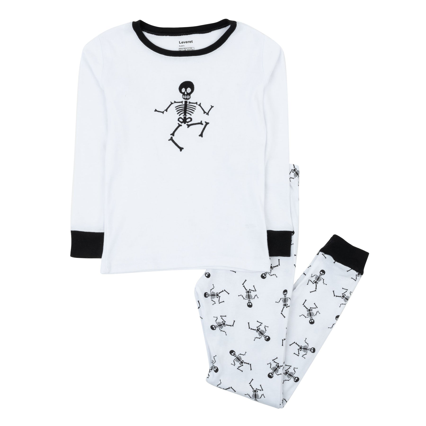 Kinder Zweiteilige Baumwolle Pyjamas Skeleton Weiß