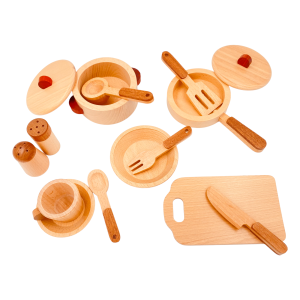 15 Stk Holz Küche Kochgeschirr Playset
